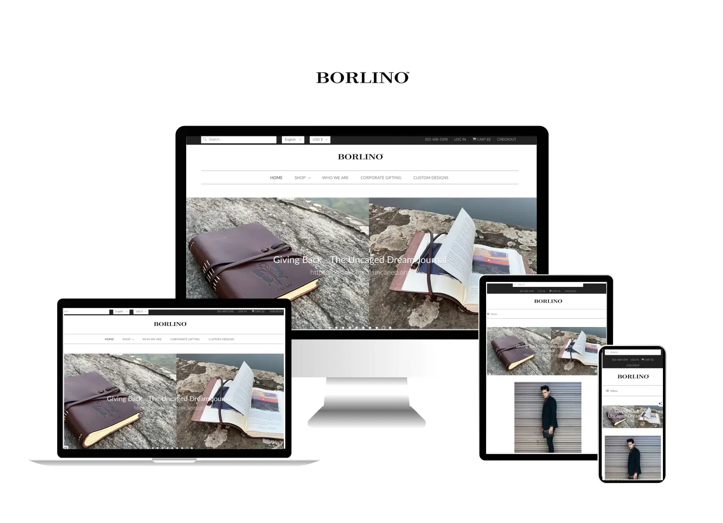 eCommerce website design for the luxury Italian leather brand